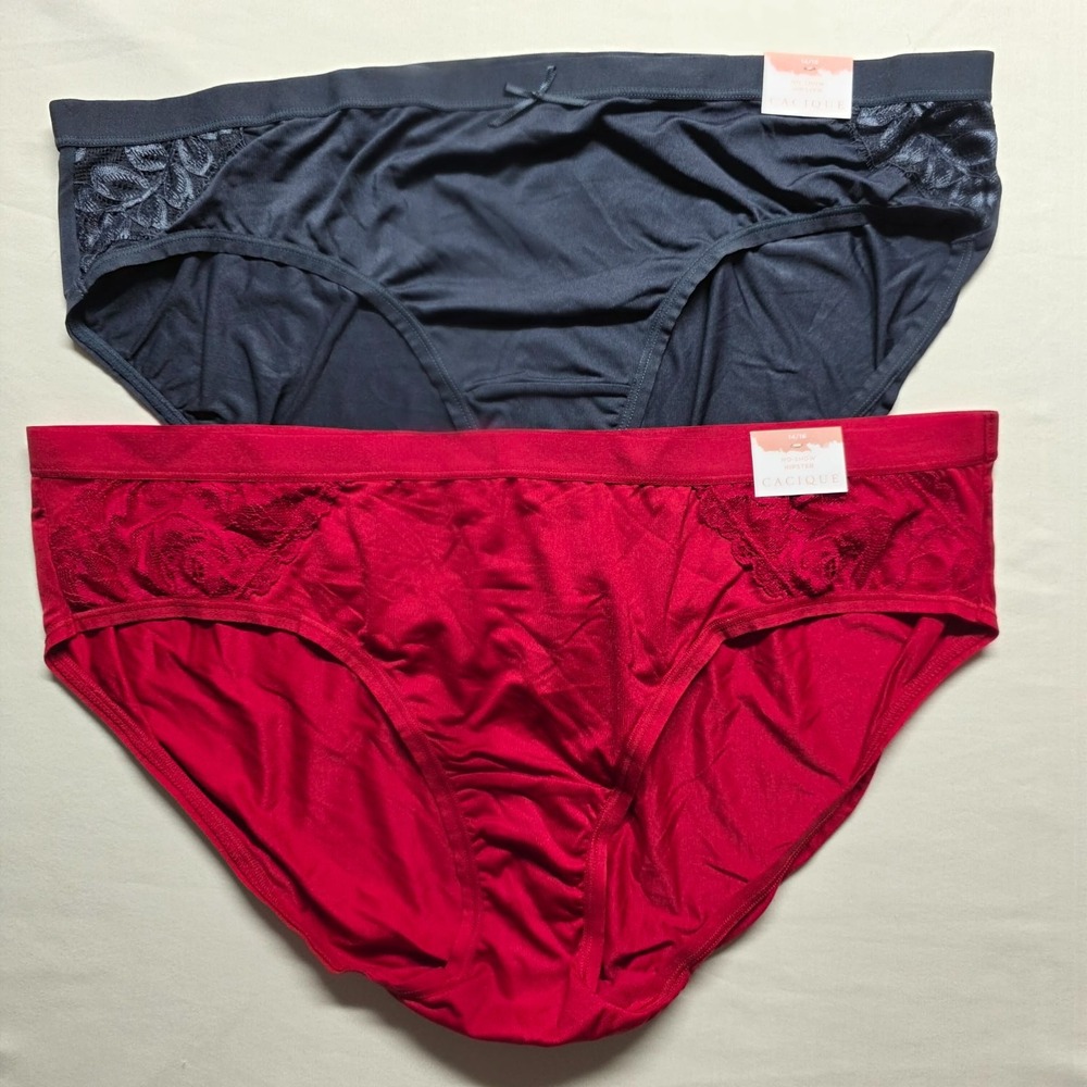Cacique Lane Bryant No Show Lace Hipster Panties Lot Red & Navy Womens 14/16